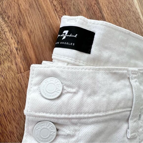 NWT 7 For All Mankind Distressed High-Waist Crop Straight Button Fly in White 32 - Picture 8 of 14